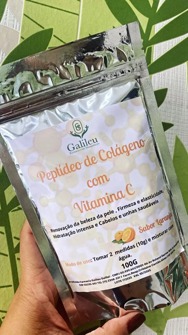 Peptídeo de Colágeno com Vitamina C Sabor Laranja 100g