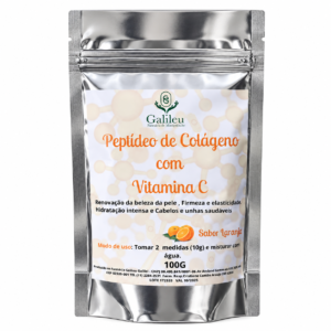 Peptídeo de Colágeno com Vitamina C - Sabor Laranja - 100g