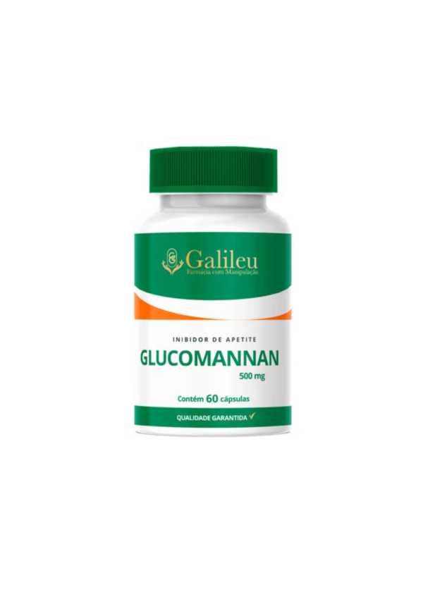 Cápsulas de glucomannan 500mg suplemento alimentar frasco